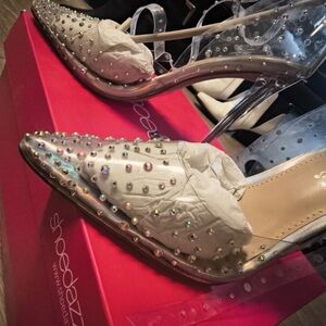 Shoe Dazzle Clear Heels with Sparkling Studs